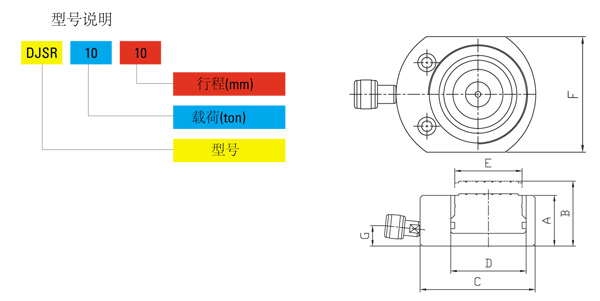 DJSR型超薄型分離式千斤頂尺寸圖